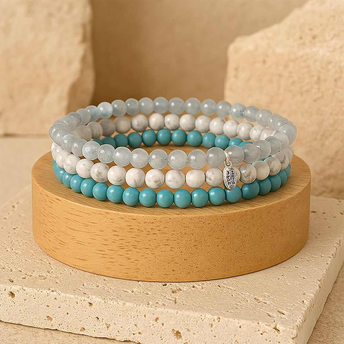 "Ocean of Gentleness" Set in Turquoise, Howlite & Aquamarine