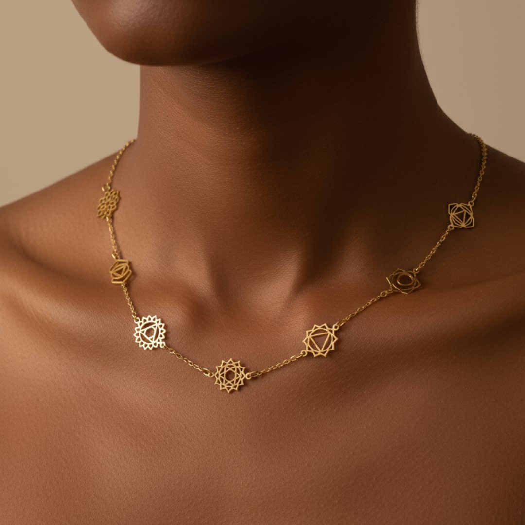 7 Chakras Necklace - Engraved Symbols