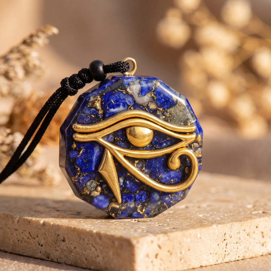 Eye of Horus Orgonite Pendant in Stone Chips