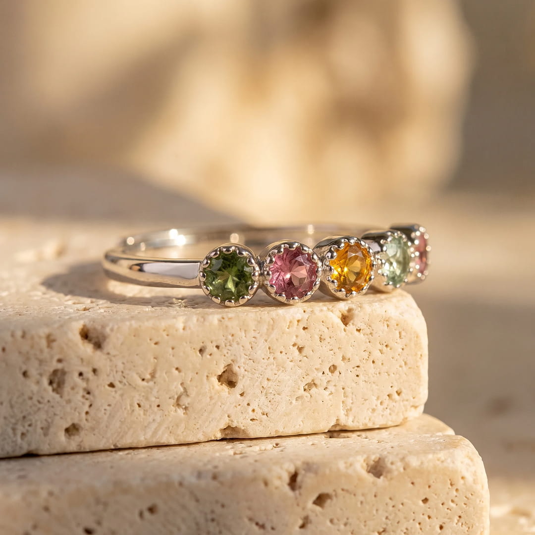 "Mangala" Adjustable Ring in Multicolor Tourmaline