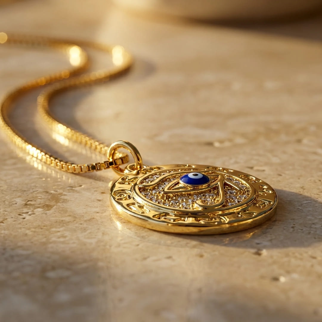 "Symbol of Protection" Gold Eye of Horus Necklace