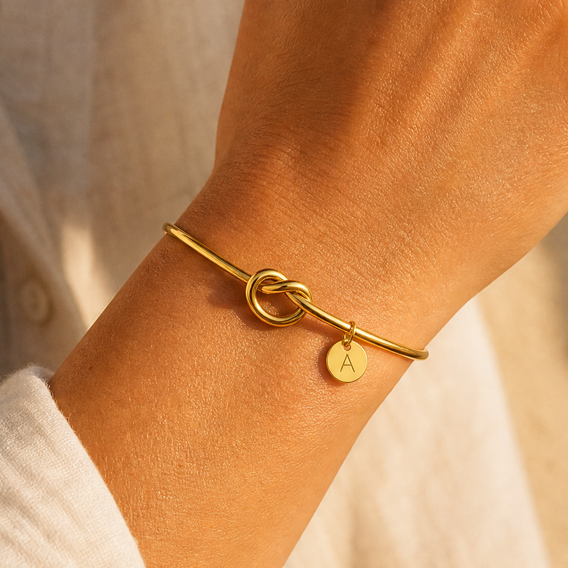 Lisetta Knot Initial Bangle