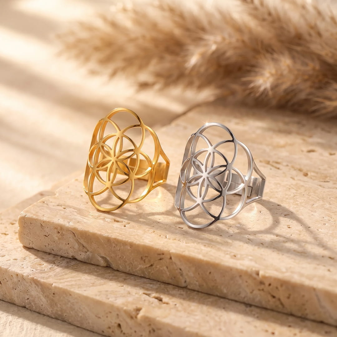 "Seed of Life" Adjustable Ring