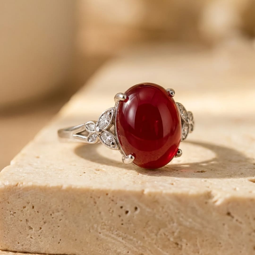 "Sovereign Passion" Adjustable Ring in Garnet