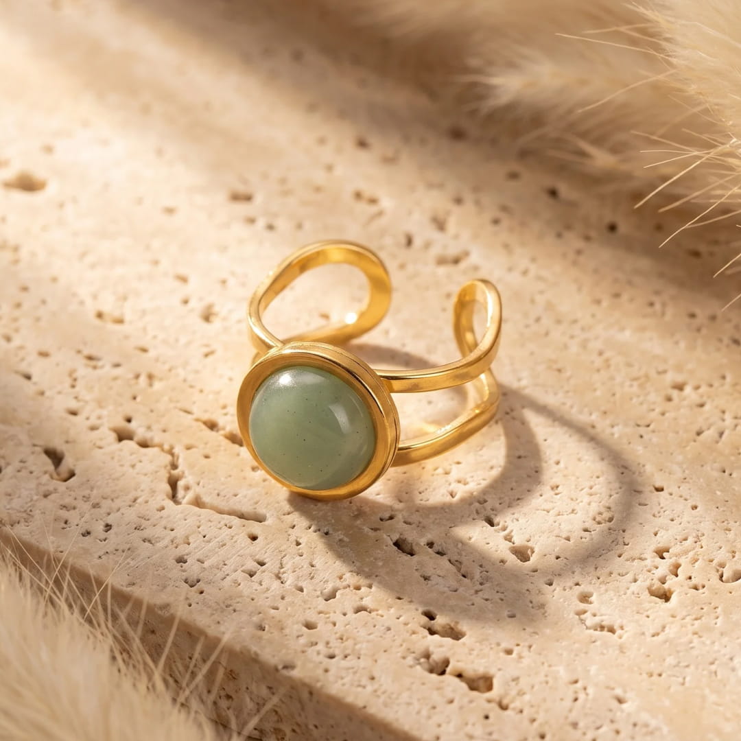 "Arya" Ring in Green Aventurine