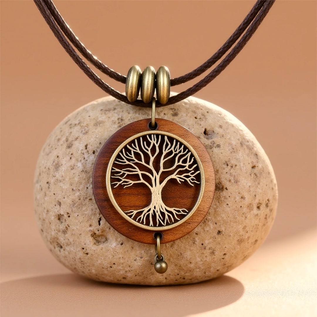 "Tree of Life" Necklace in Natural Wood