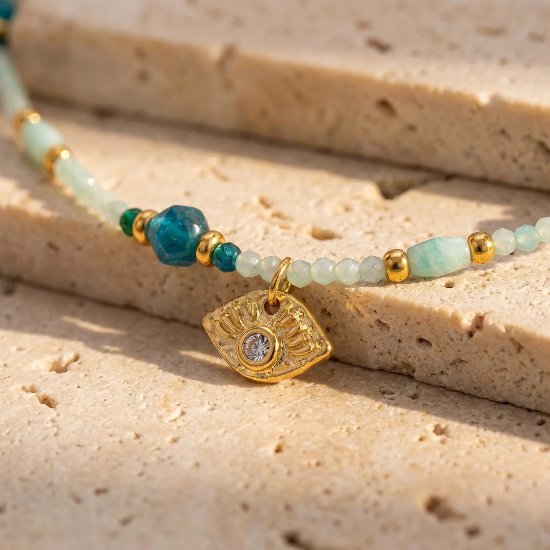 "Gaze of Serenity" Necklace in Amazonite & Apatite