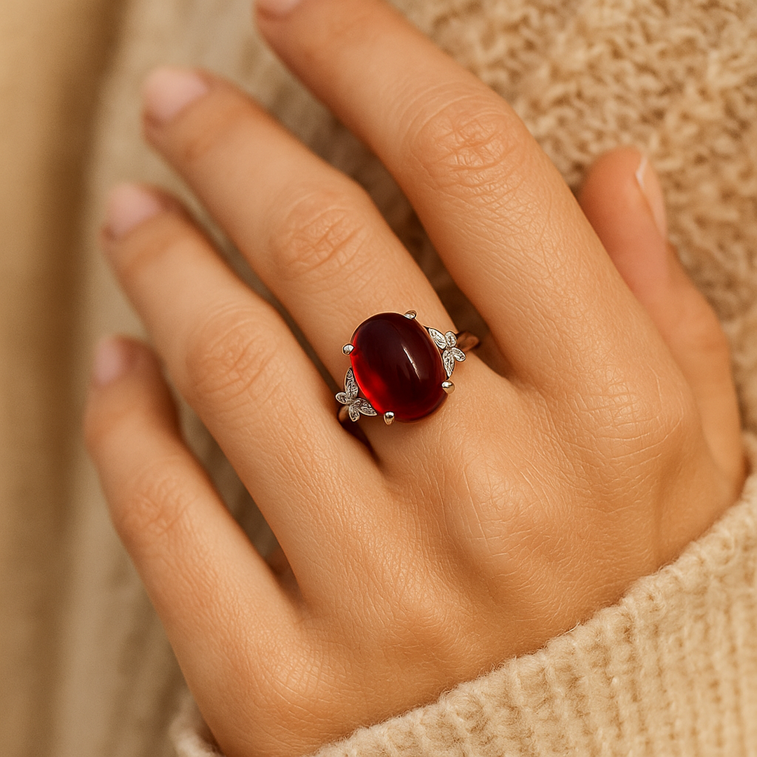"Sovereign Passion" Adjustable Ring in Garnet