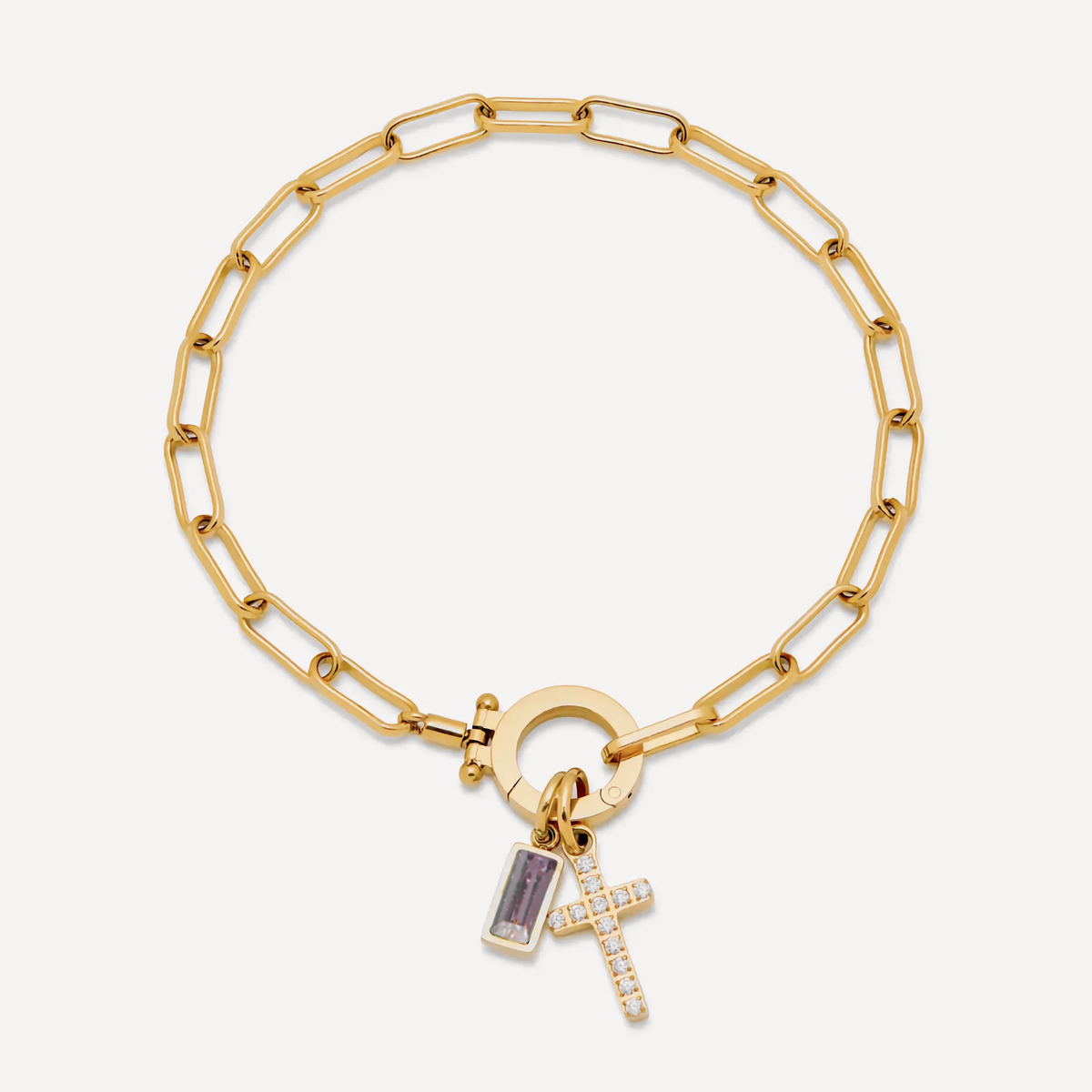 Grazia Birthstone Cross Bracelet — June