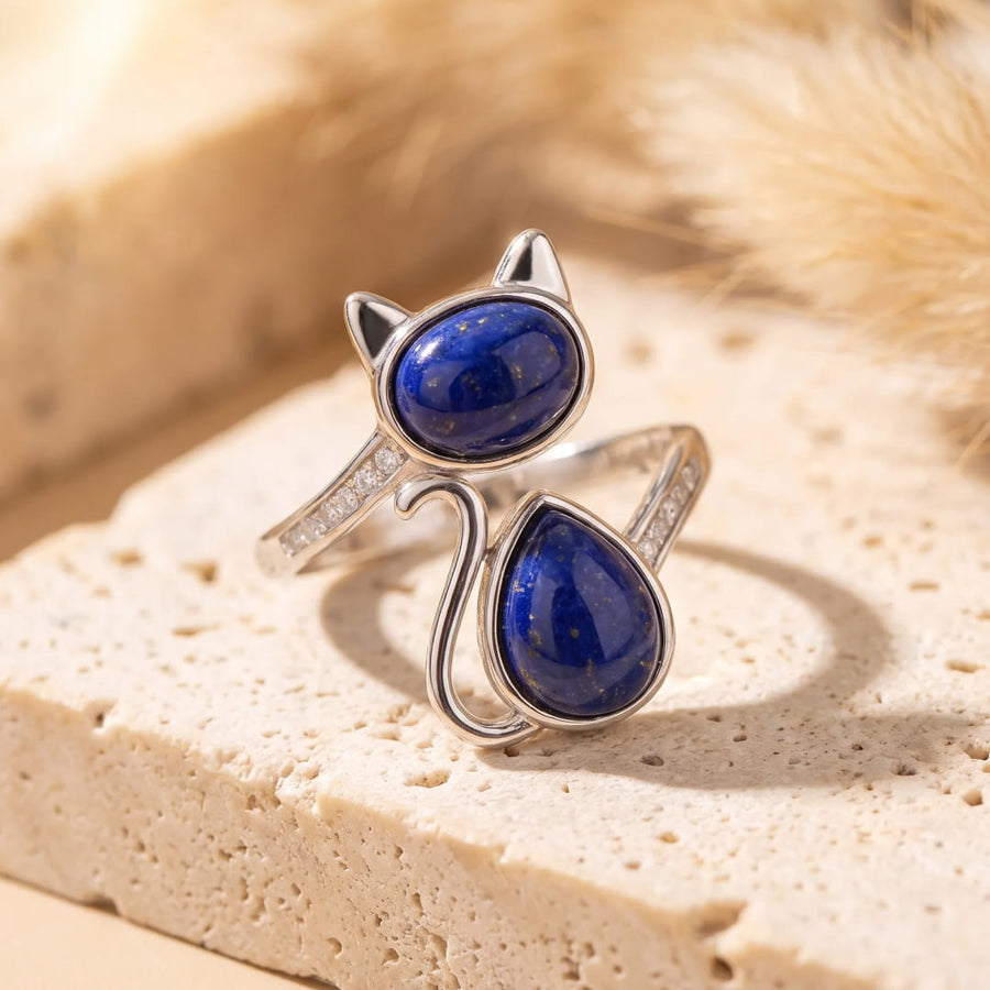 "Cat" Adjustable Ring in Lapis Lazuli