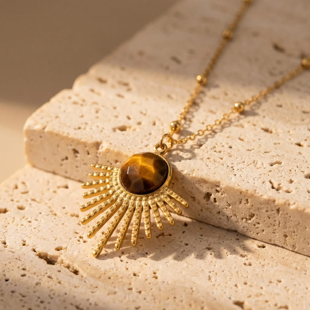 "Mayan Sun" Pendant in Tiger's Eye