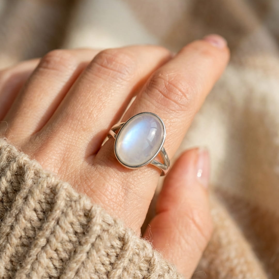 "Phoebe" Adjustable Ring in Moonstone