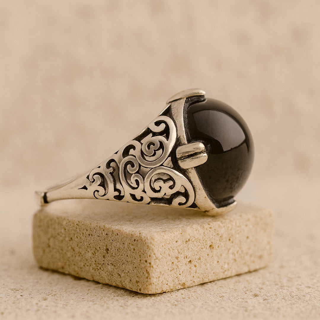 "Grounded Serenity" Ring in Black Agate