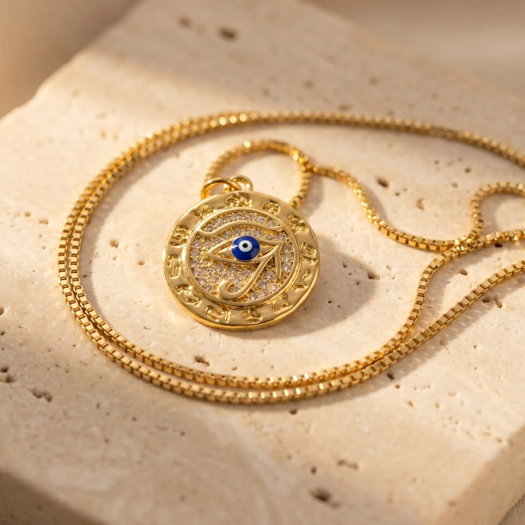 "Symbol of Protection" Gold Eye of Horus Necklace