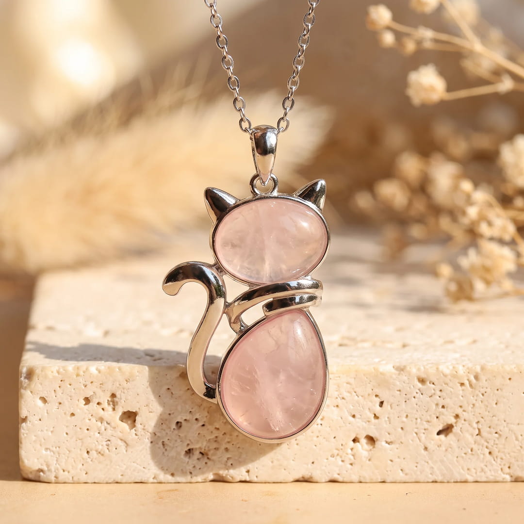 Natural Stone Cat Pendant