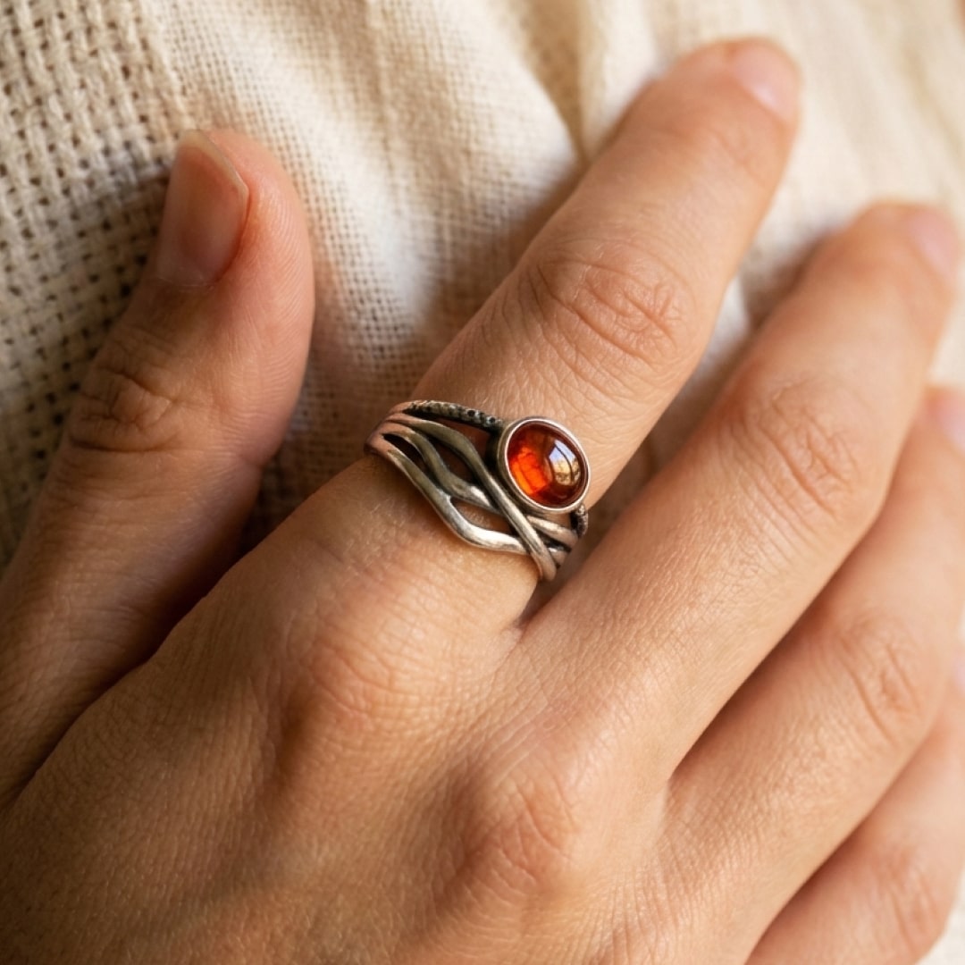 "Prema" Adjustable Ring in Garnet