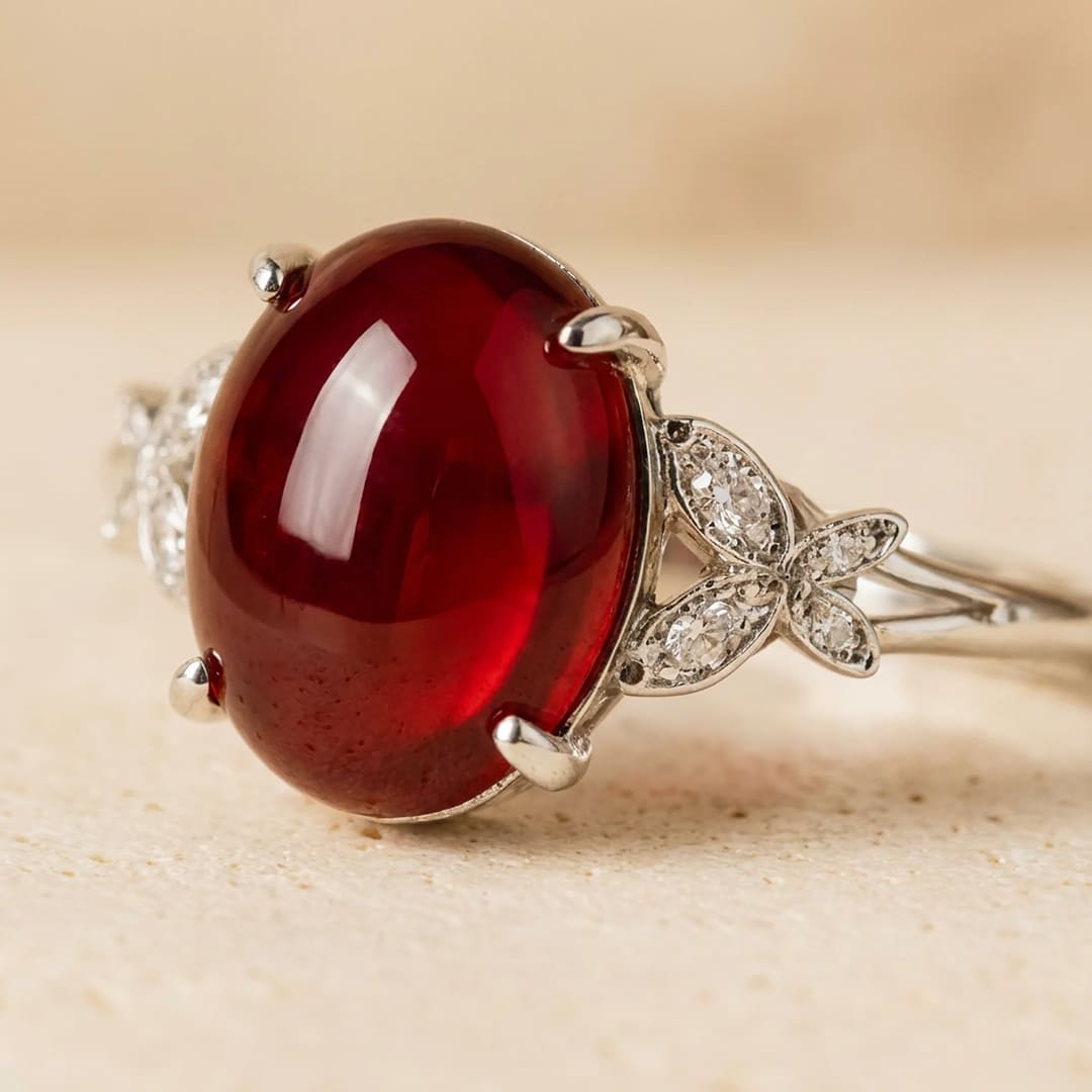 "Sovereign Passion" Adjustable Ring in Garnet