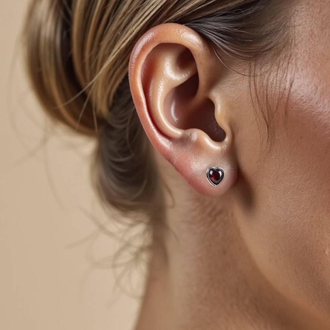 "Passion Heart" Earrings in Garnet