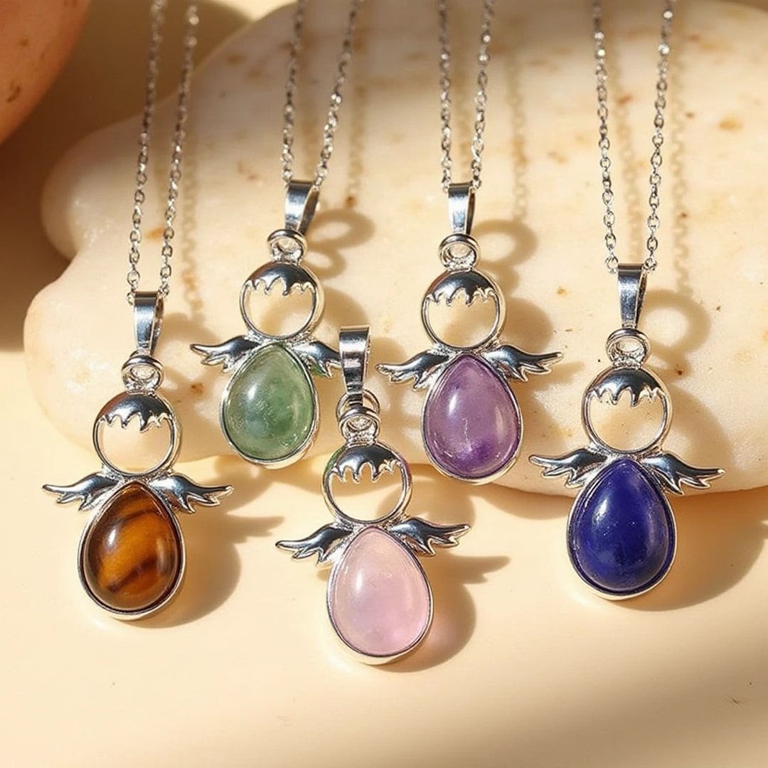 "Little Winged Guardian" Pendant and its Natural Stone