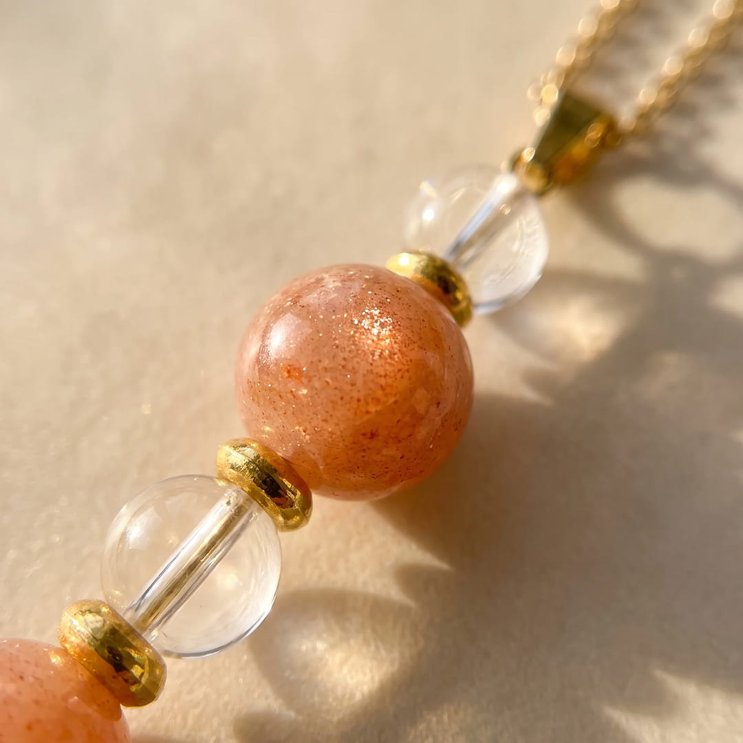 "Clear Dawn" Pendant in Sunstone & Rock Crystal