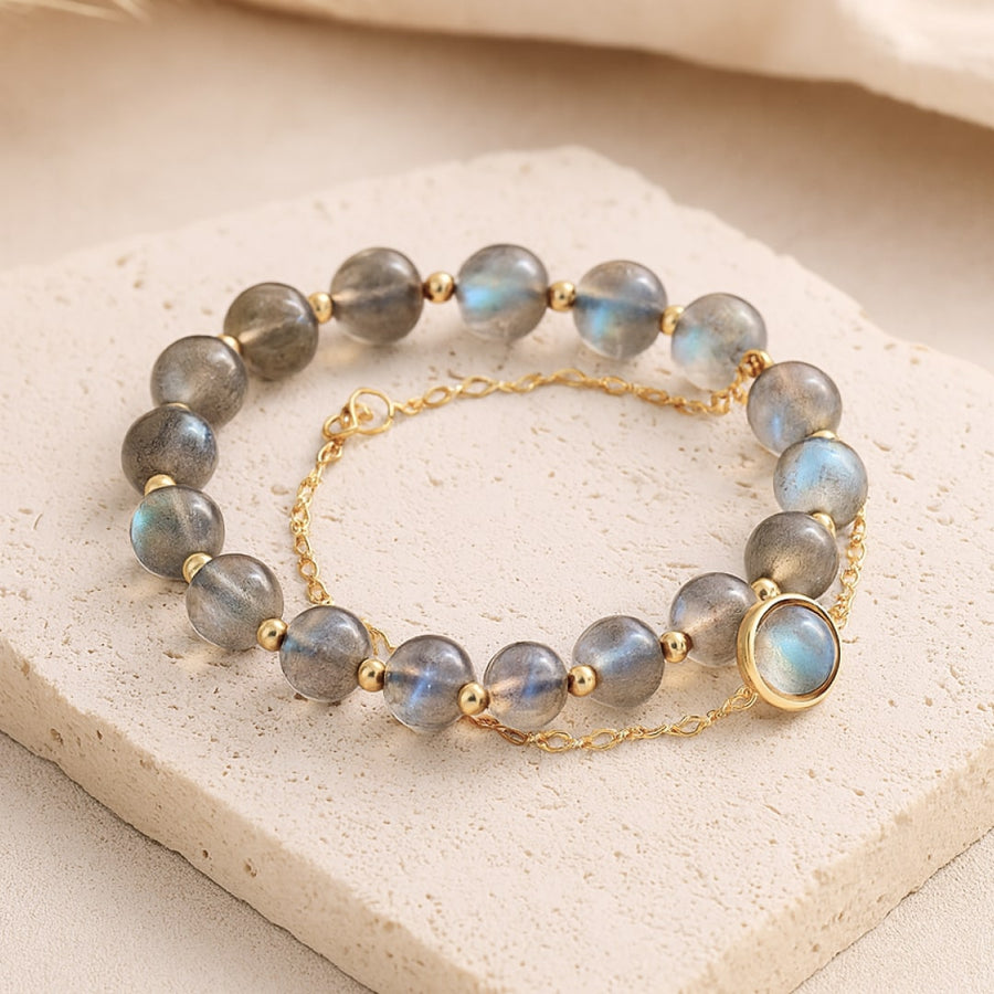 "Clarity & Protection" Bracelet Duo in Labradorite