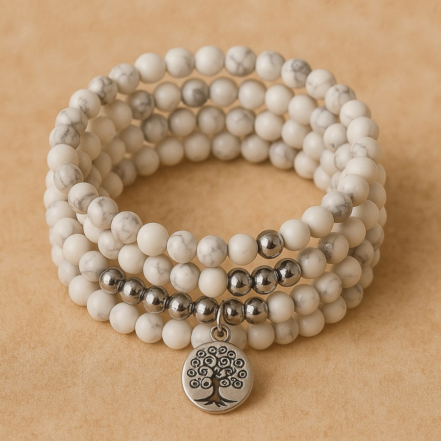 "Feminine Gentleness" Mala Bracelet in Howlite
