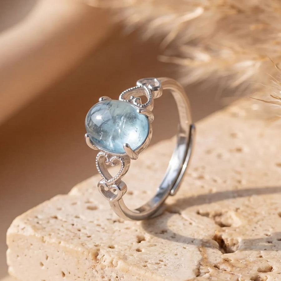 "Sea Crystal" Adjustable Ring in Aquamarine