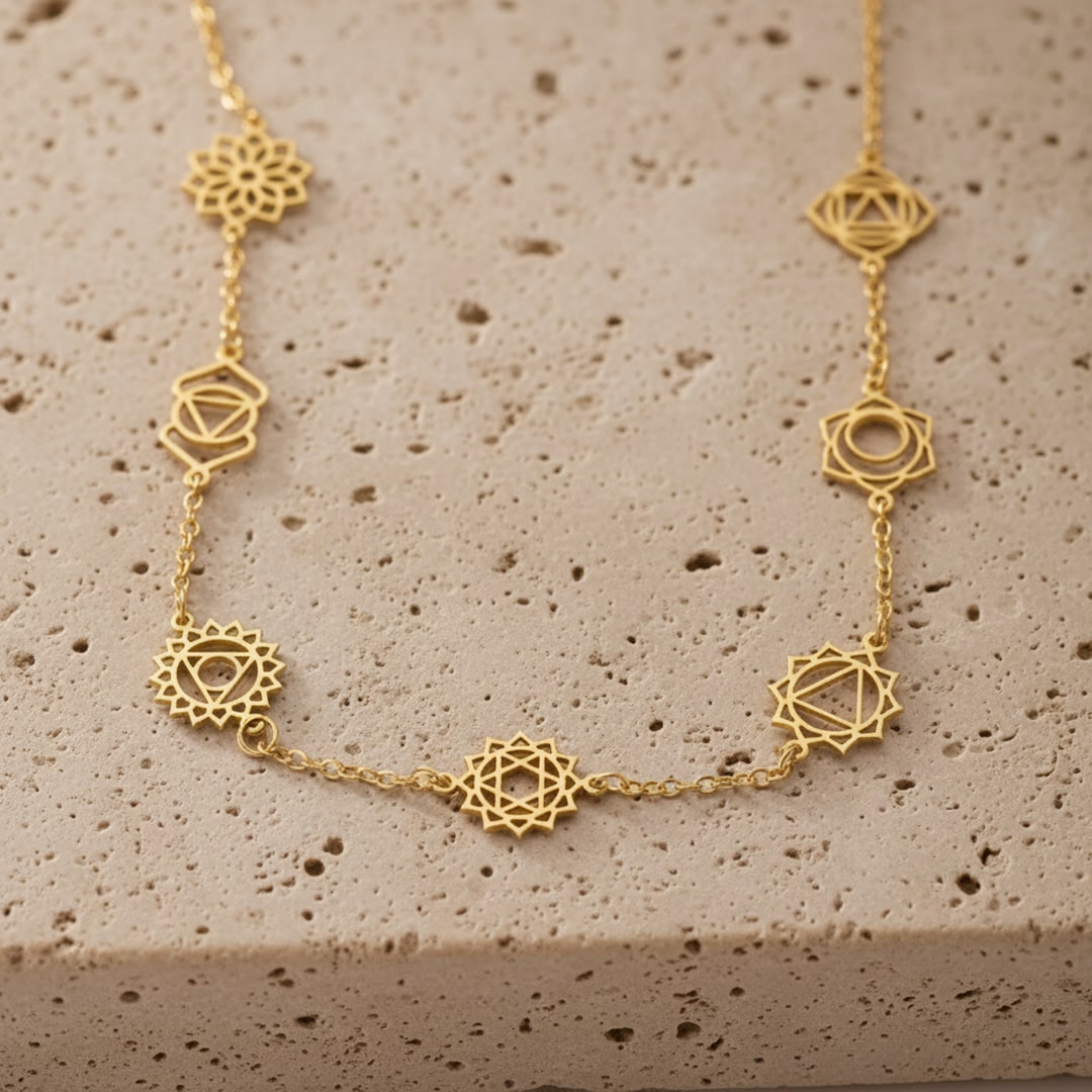 7 Chakras Necklace - Engraved Symbols