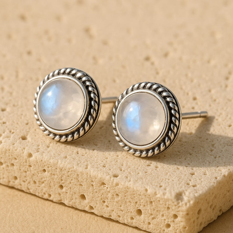 White Labradorite Stud Earrings