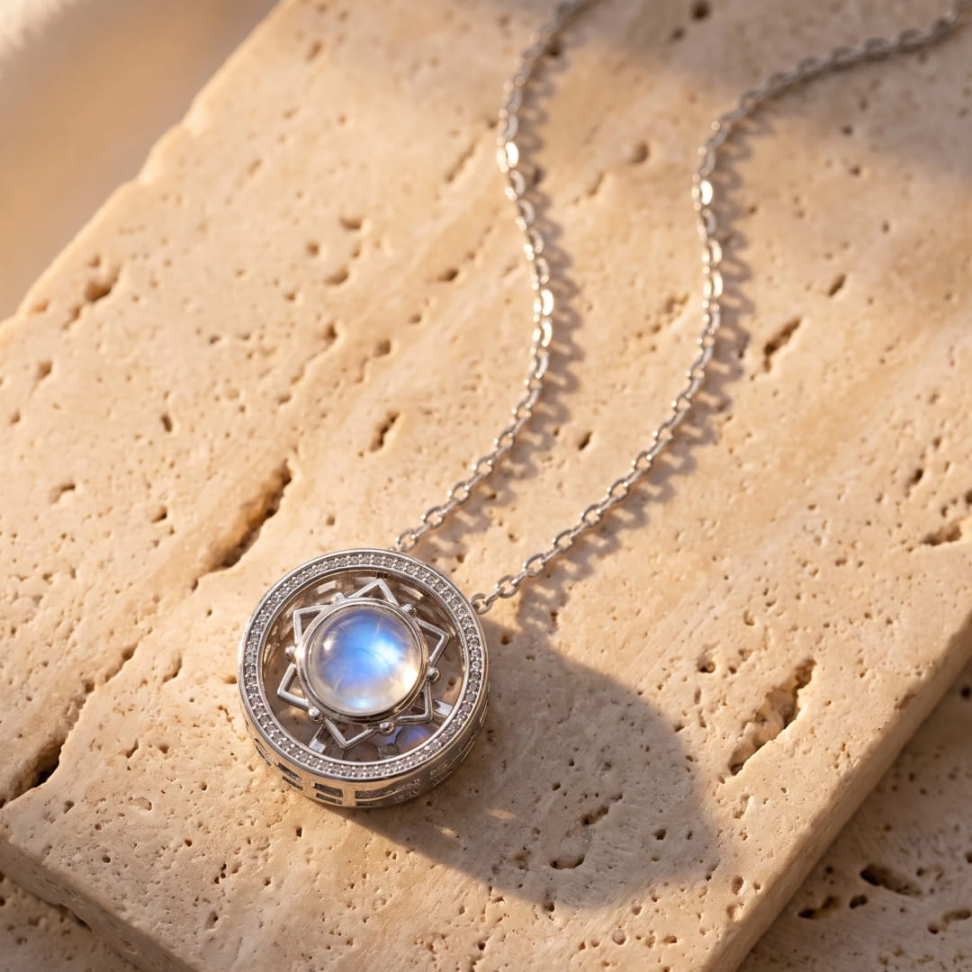 "Gentleness of Emotions" Rotating Pendant in Moonstone