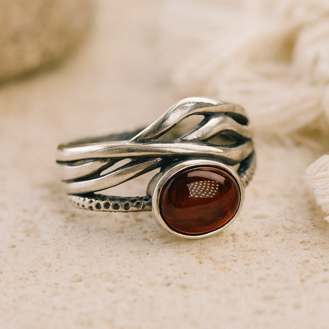 "Prema" Adjustable Ring in Garnet