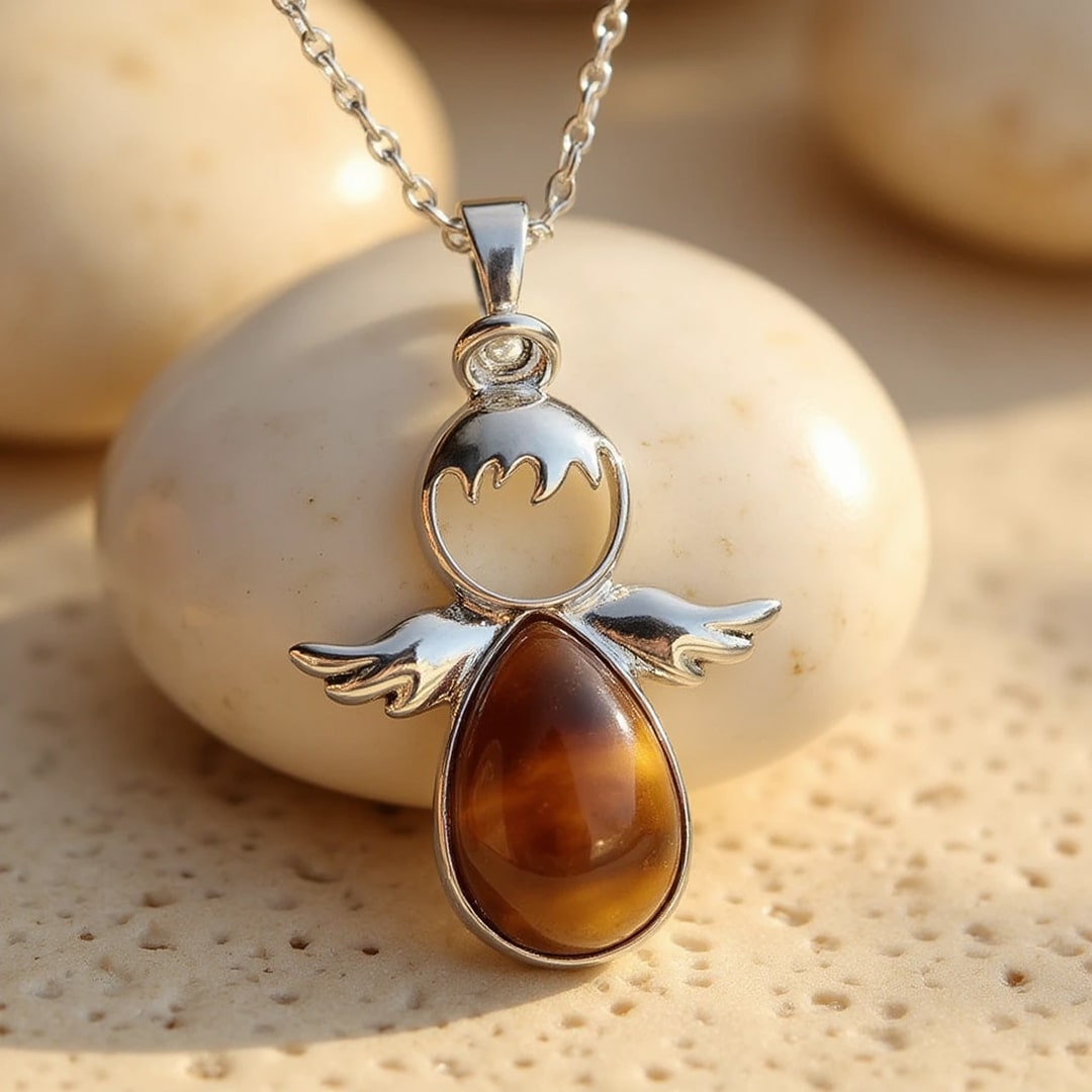 "Little Winged Guardian" Pendant and its Natural Stone