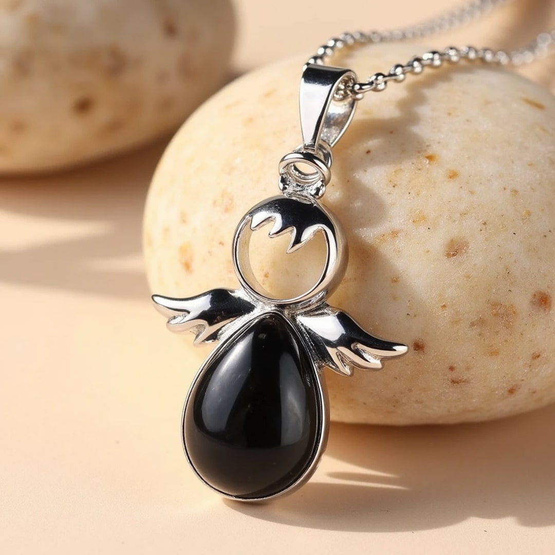 "Little Winged Guardian" Pendant and its Natural Stone