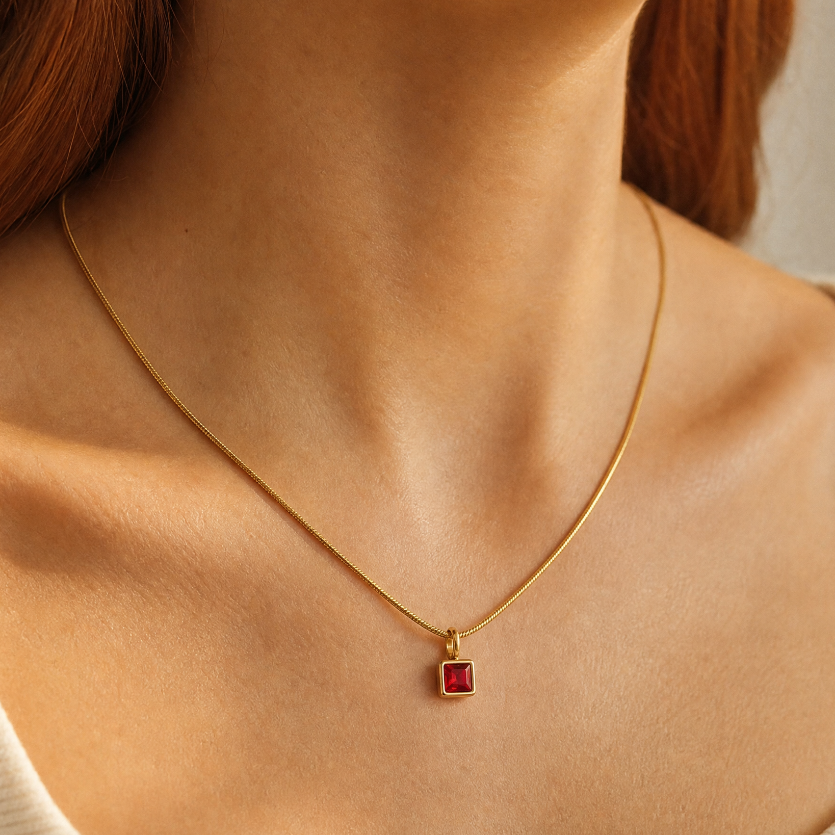Benedetta Square Birthstone Necklace