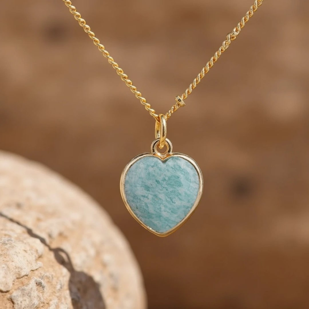 Heart Pendant in Natural Stone