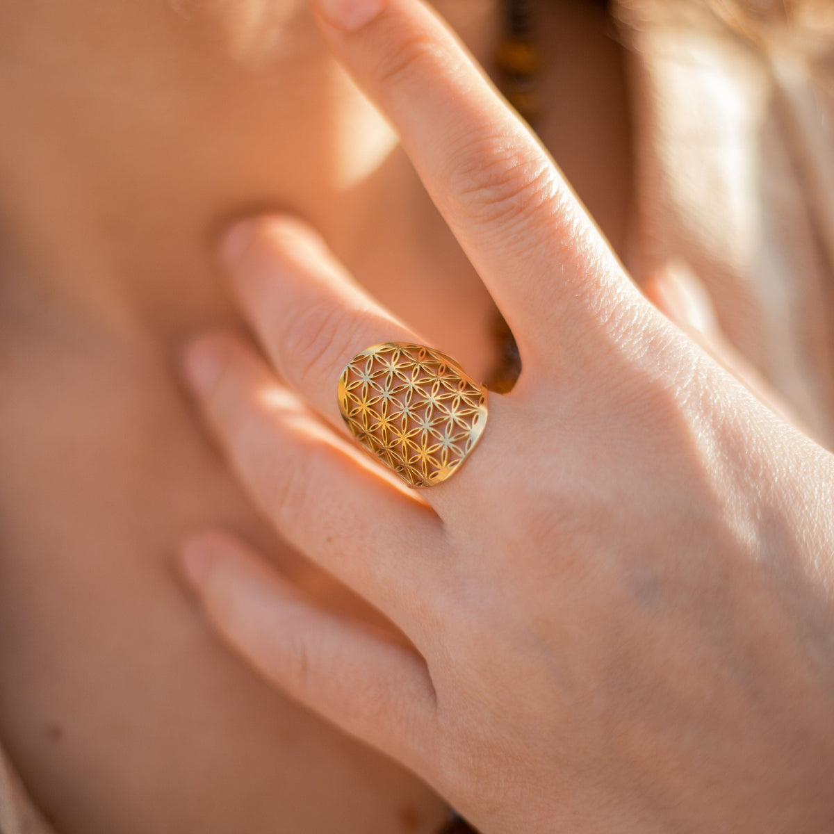 "Flower of Life" Adjustable Ring