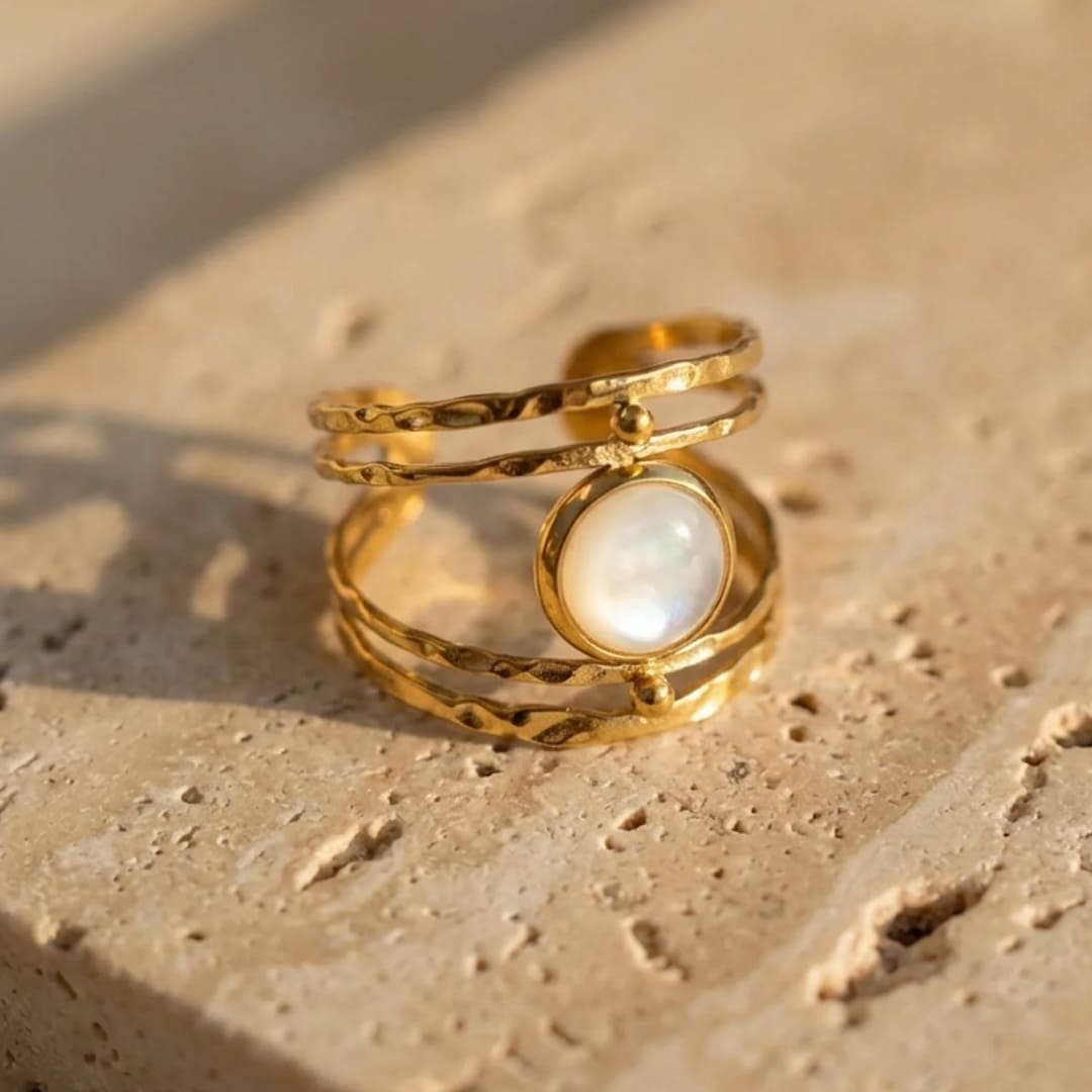 "Mother-of-Pearl Softness" Adjustable Ring