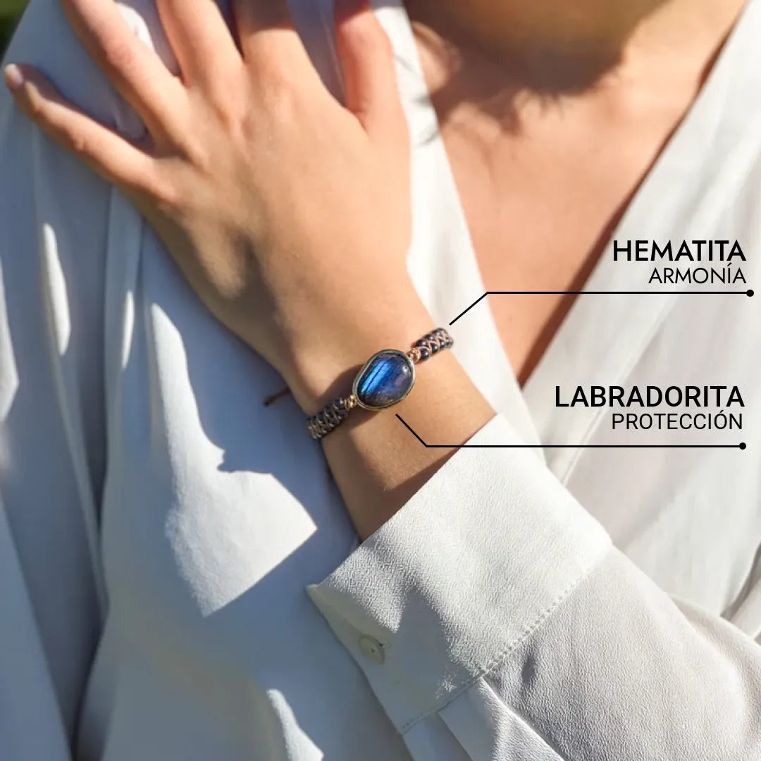 "Celestial Eye" Bracelet in Labradorite & Hematite