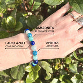 "Ocean" Bracelet in Amazonite, Lapis Lazuli, Aquamarine & Apatite