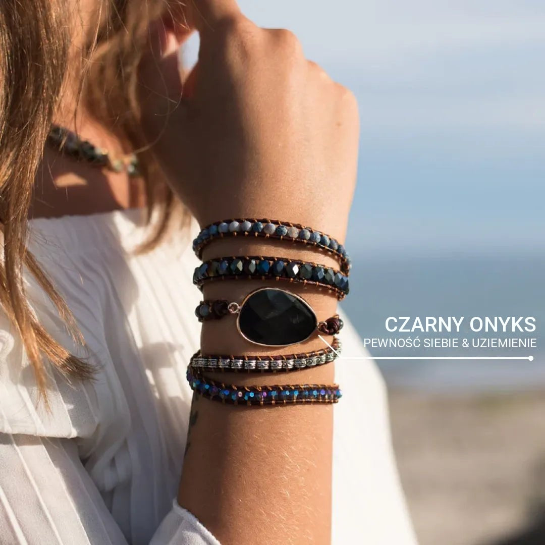 "Symbol of Mastery" Wrap Bracelet in Onyx