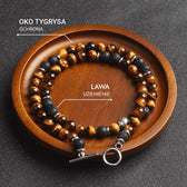 "Earth & Fire Energy" Necklace in Lava Stone & Tiger's Eye