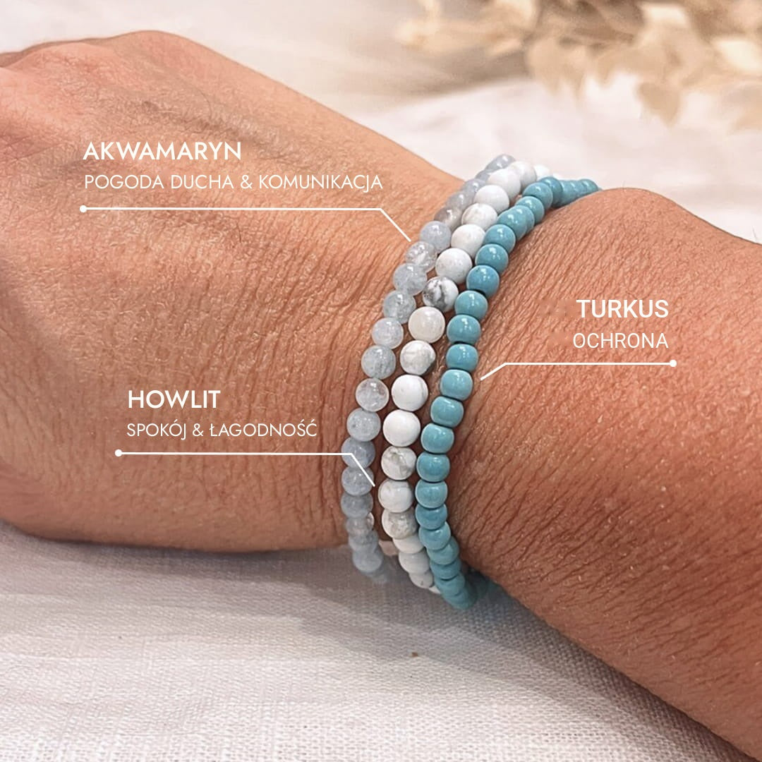 "Ocean of Gentleness" Set in Turquoise, Howlite & Aquamarine